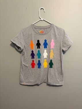 Lego Gray Tee with Multicolor Minifigure Grid